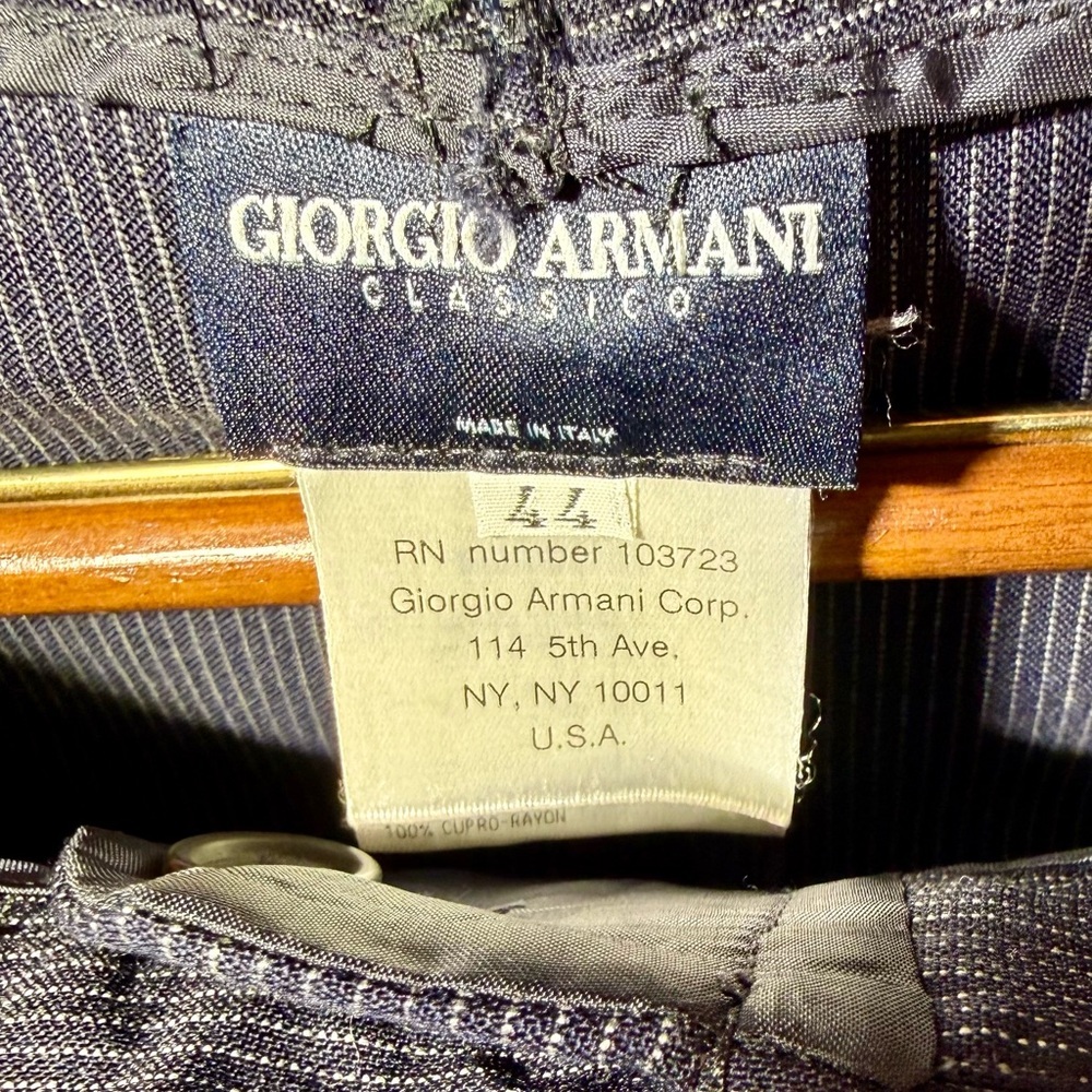 VTG Giorgio Armani Navy | Silk & Wool | Pinstriped Pants - Picture 11 of 13